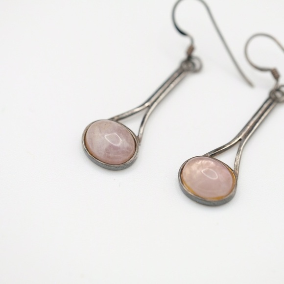 Rose Quartz Dangling Earrings SO CUTE 🙌🏻✨⏰💭🤝⌛️ BOHEMIAN - Picture 5 of 9